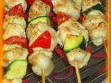 Brochettes marinées dinde épices et légumes