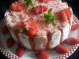 Charlotte aux fraises, framboises et biscuits roses de Reims