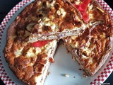 Tarte aux tomates, feta et oignon rouge