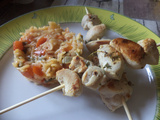 Brochettes de poulet au citron et thym