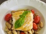Dos de cabillaud, cannellini et tomates cerises