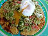 Galette de maïs sauce guacamole et œuf poché