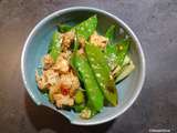 Nouilles au tofu et pois gourmands