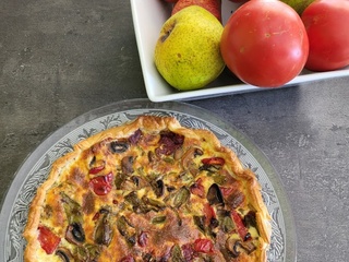 Tarte salée aux poivrons et champignons