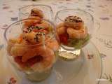 Verrine avocat, poivrons et crevettes