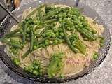 Spaghetti aux légumes verts, sauce au camembert (pour 6 personnes)