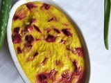 Clafoutis truite, betterave et chèvre