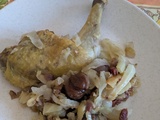 Cuisses de pintades au chou blanc et aux marrons