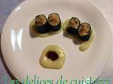 Makis de maquereau et mousseline de chou-fleur gingembre