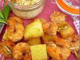 Brochette de Crevettes Ananas au Soja, Gingembre et Tandoori