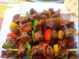 Brochettes au Boeuf et Poivron au Soja et Cajun