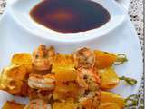 Brochettes de crevettes et Orange a la Plancha