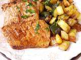 Pavé de Veau et Courgette et Pomle de terre Sautés