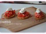 Crostinis de tomates/poivrons au chèvre frais