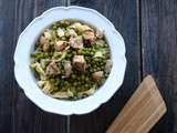 Tagliatelles sauce poulet et petits pois