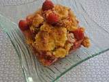 Crumble rhubarbe,bananes, framboises