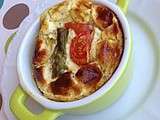 Clafoutis asperges tomates cerises à la faisselle