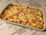 Gratin de patates douces, carottes au saumon