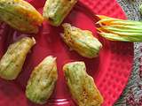 Beignets de Fleurs de Courgette Origan et Baies Roses