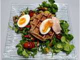 Salade de printemps et petite gaufre de haddock fumé