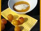 Glace au fromage blanc et sa purée de mirabelles