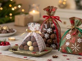 Idées gourmandes à glisser sous le sapin : biscuits, truffes et sachets de chocolats de Noël