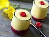 Mousse à la mangue, coulis framboise et tuile au citron