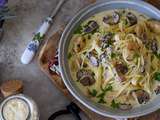 Tagliatelles au poulet et sauce aux champignons