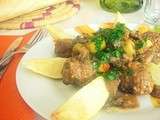 Tajine de boulettes viande hachée champignons et olives