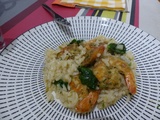 Riz, crevettes et café