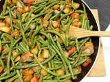 Poêlée de pommes de terre, champignons et haricots verts