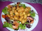 Beignets de poisson sur salade