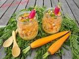 Verrine de saumon fume & brunoise carotte-radis-curry