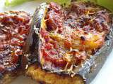 Aubergines grillees farces tomates/chorizo