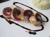 Roulade de poulet a la betterave puree de panais au miel