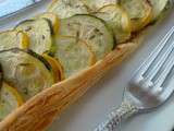 Tarte aux 2 courgettes confit oignon ricotta