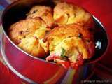 Madeleines fêta, tomates confites, miel et basilic