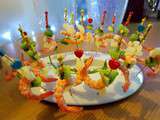 Brochettes crevettes, kiwi et ananas