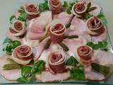 Plateau de charcuterie, roses de jambon serrano