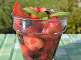 Fraises au basilic et olives au sirop