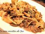 Casserole de boeuf haché stroganoff aux champignons