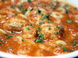 Potage aux tomates, aux boulettes de dinde et aux nouilles