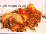 Poulet aux petits pois et sauce tomate