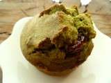 Muffins gourmands au thé matcha, coeur de fraises à l’amaretto