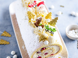 Bûche roulée de Noël à la vanille et framboise