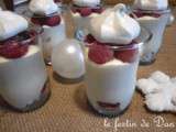 Verrines Framboises Meringues et Ganache Chocolat blanc