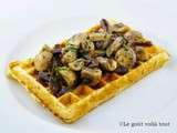 Gaufre et sa poêlée de champignons et magret séché