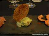 Guacamole glace, crevettes et supreme de pamplemousse