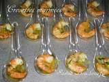 Apéritif festif-cuillère de gambas en sauce spécial fêtes