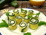 Rouleaux de courgette, ricotta végétale à la menthe